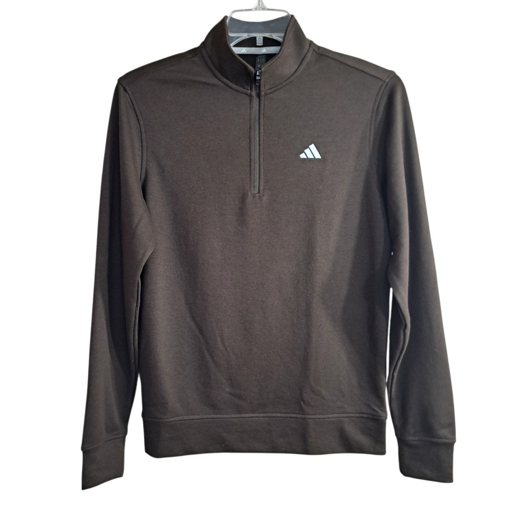 Adidas Men's Sweater Dark Brown S Classic Go To 1/4 Zip Pullover Golf Activewear
